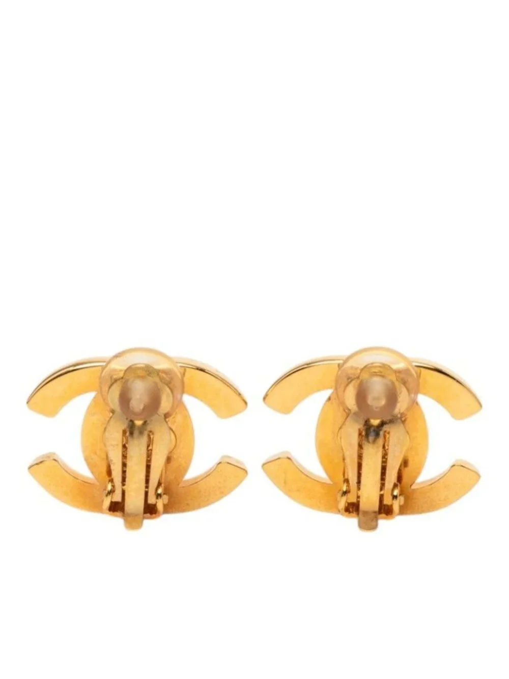 Chanel CC Logo Turnlock Vintage Earrings Gold Plated